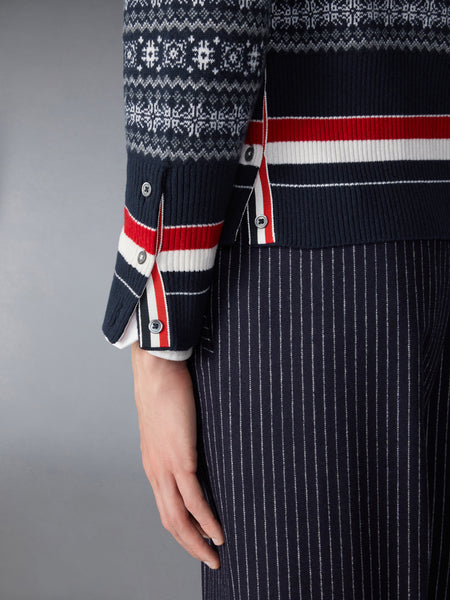 CASHMERE JACQUARD SNOWFLAKE PULLOVER NAVY