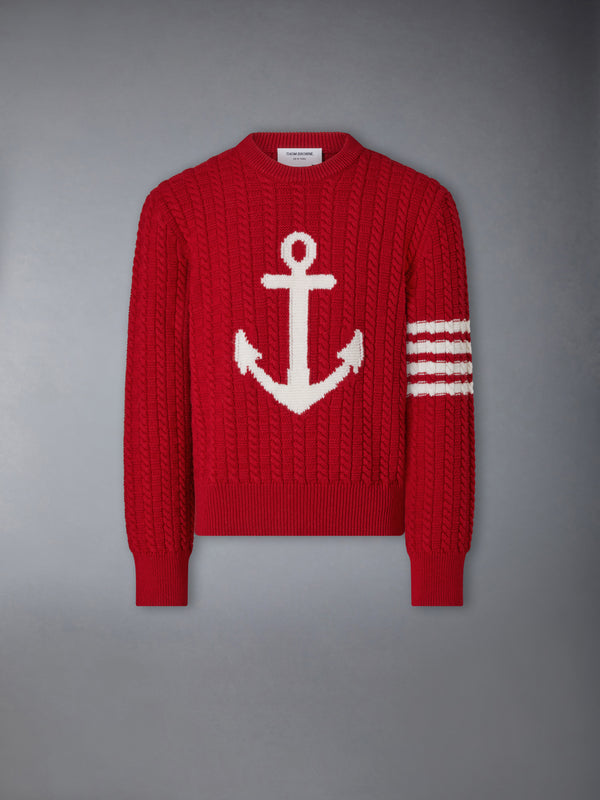 MERINO WOOL 4-BAR INTARSIA ANCHOR PULLOVER - featured image