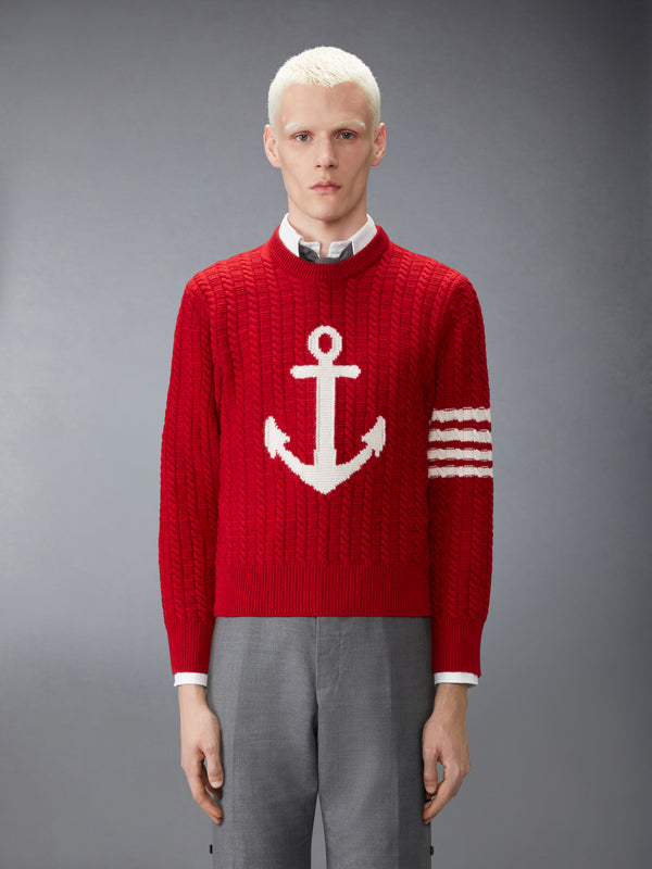 MERINO WOOL 4-BAR INTARSIA ANCHOR PULLOVER - image 1