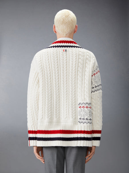 MERINO WOOL FAIR ISLE CRICKET PULLOVER WHITE