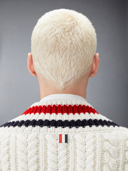 MERINO WOOL FAIR ISLE CRICKET PULLOVER WHITE