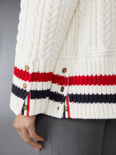 MERINO WOOL FAIR ISLE CRICKET PULLOVER WHITE
