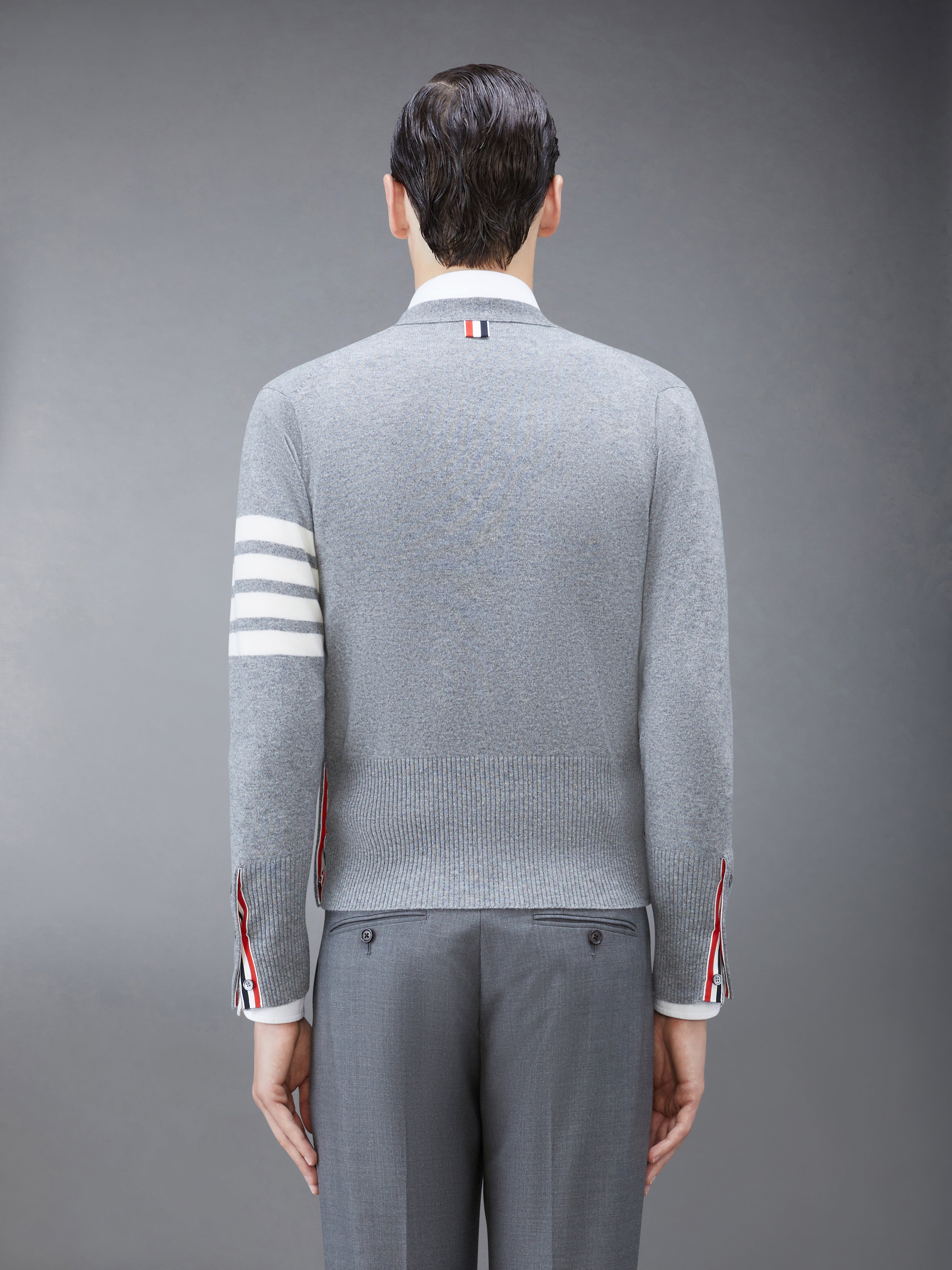 Classic Cashmere 4 Bar V Neck Cardigan | Thom Browne