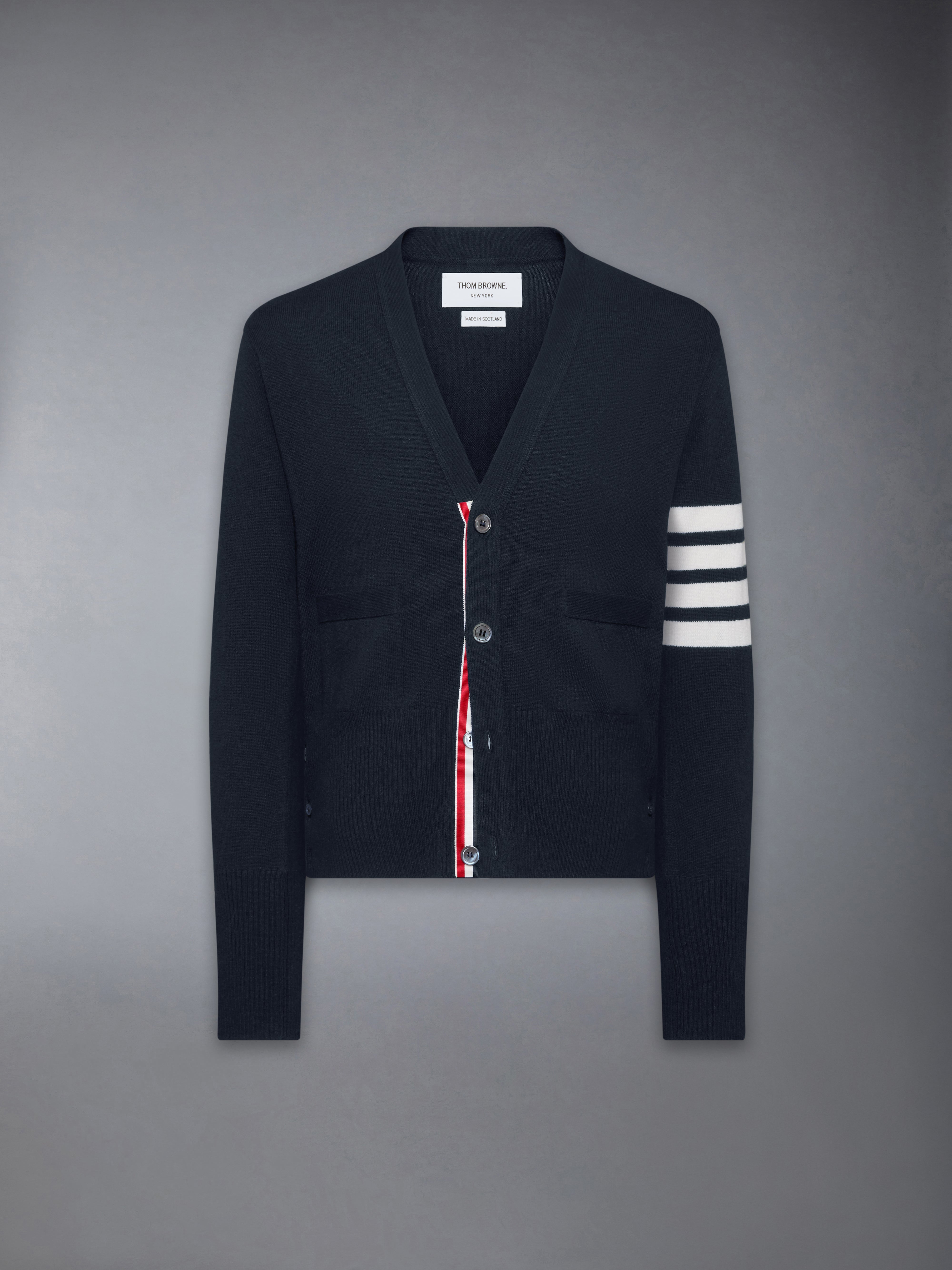 クラシック カシミヤ 4BAR Vネック カーディガン | Thom Browne