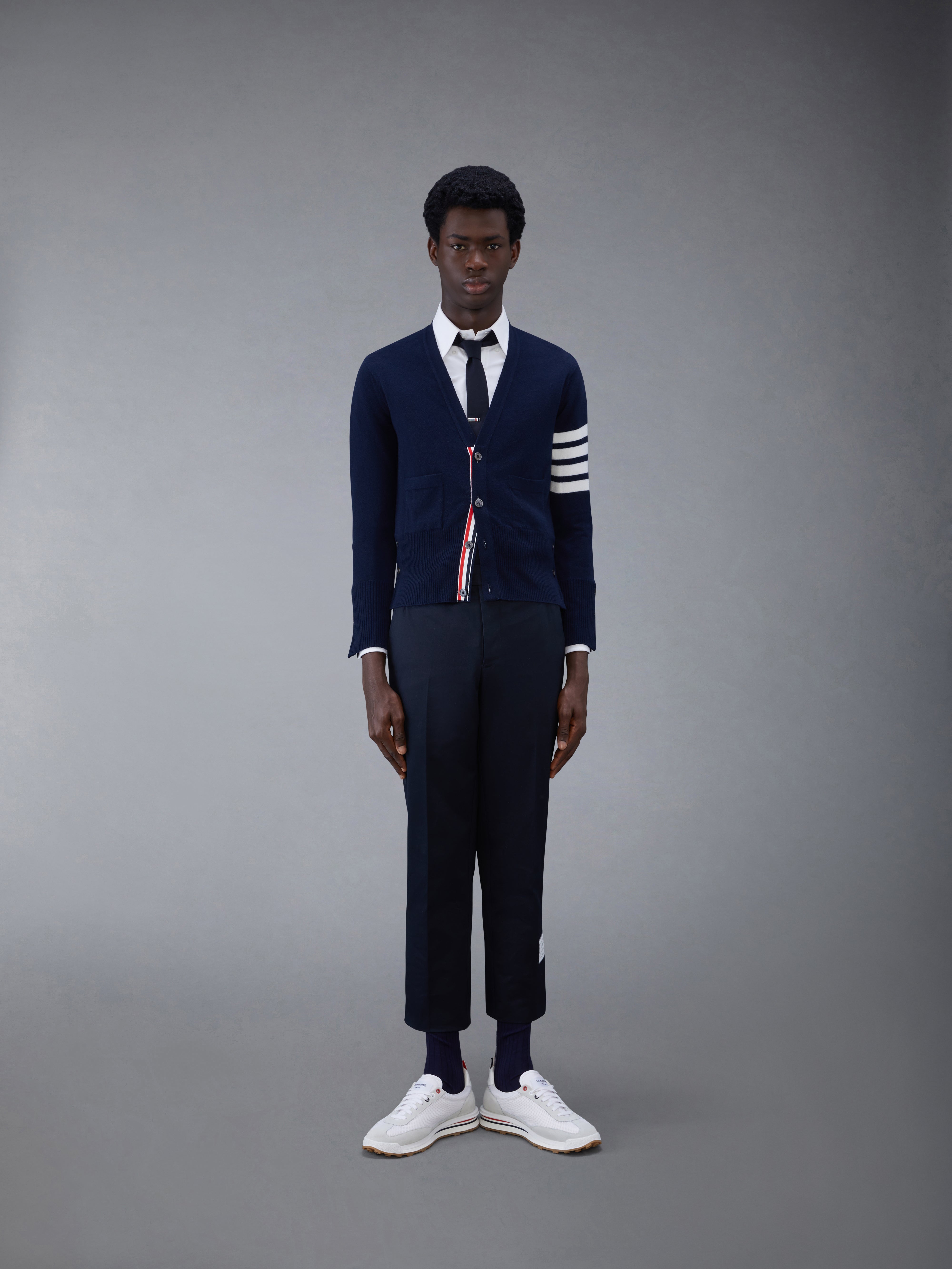 Classic Cashmere 4 Bar V Neck Cardigan | Thom Browne