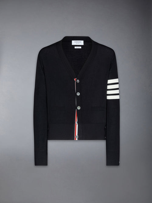 Wool Classic 4 Bar V Neck Cardigan | Thom Browne