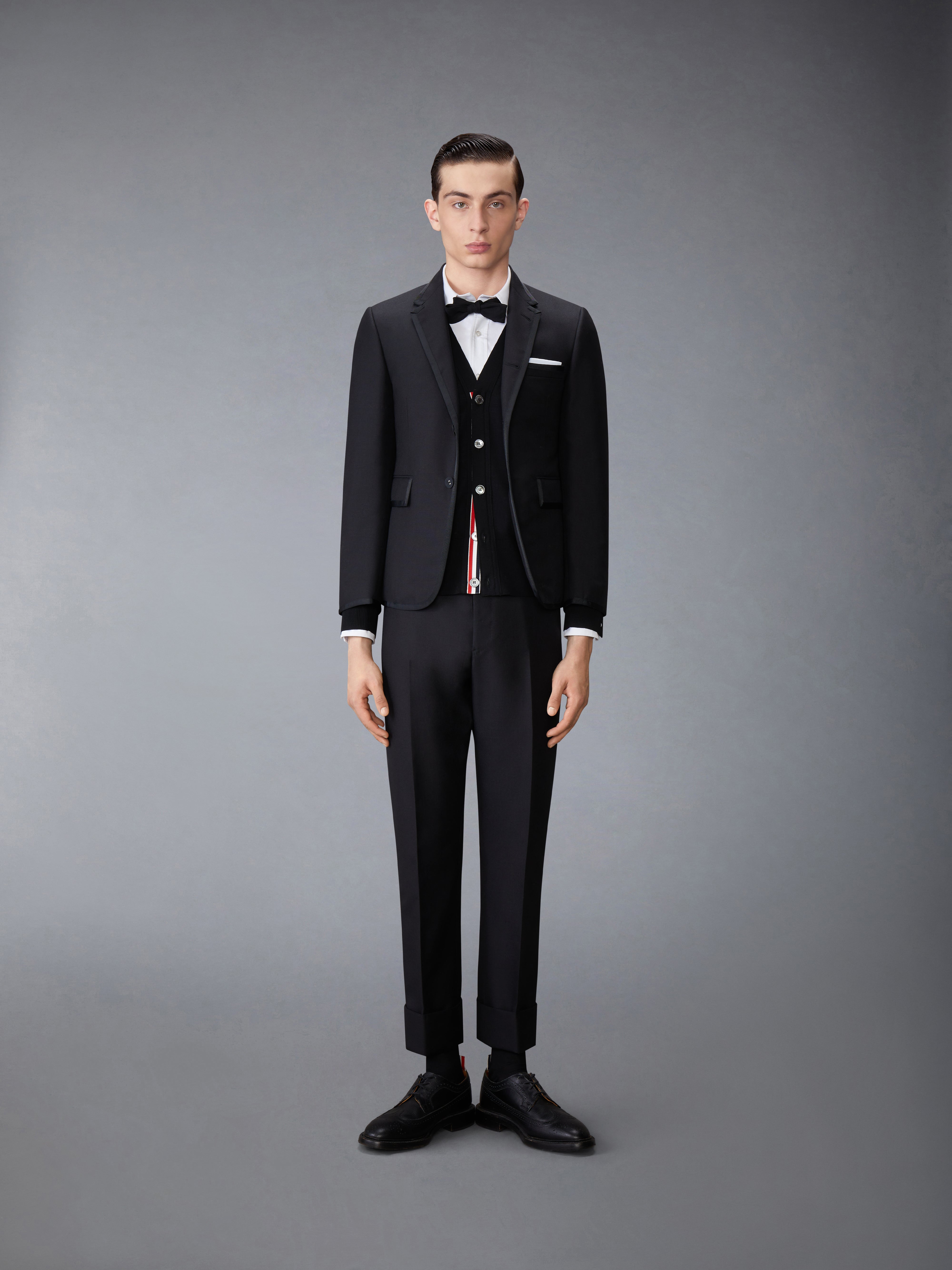 美品 THOM BROWNE ウール チェック クルーネックカーディガン 38