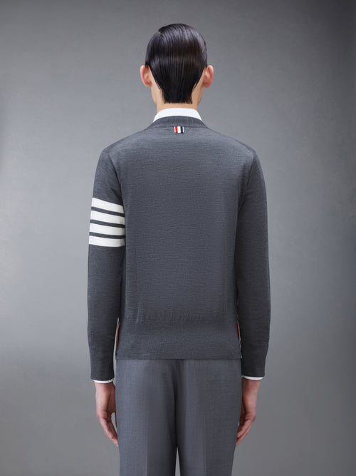 Wool Classic 4 Bar V Neck Cardigan | Thom Browne