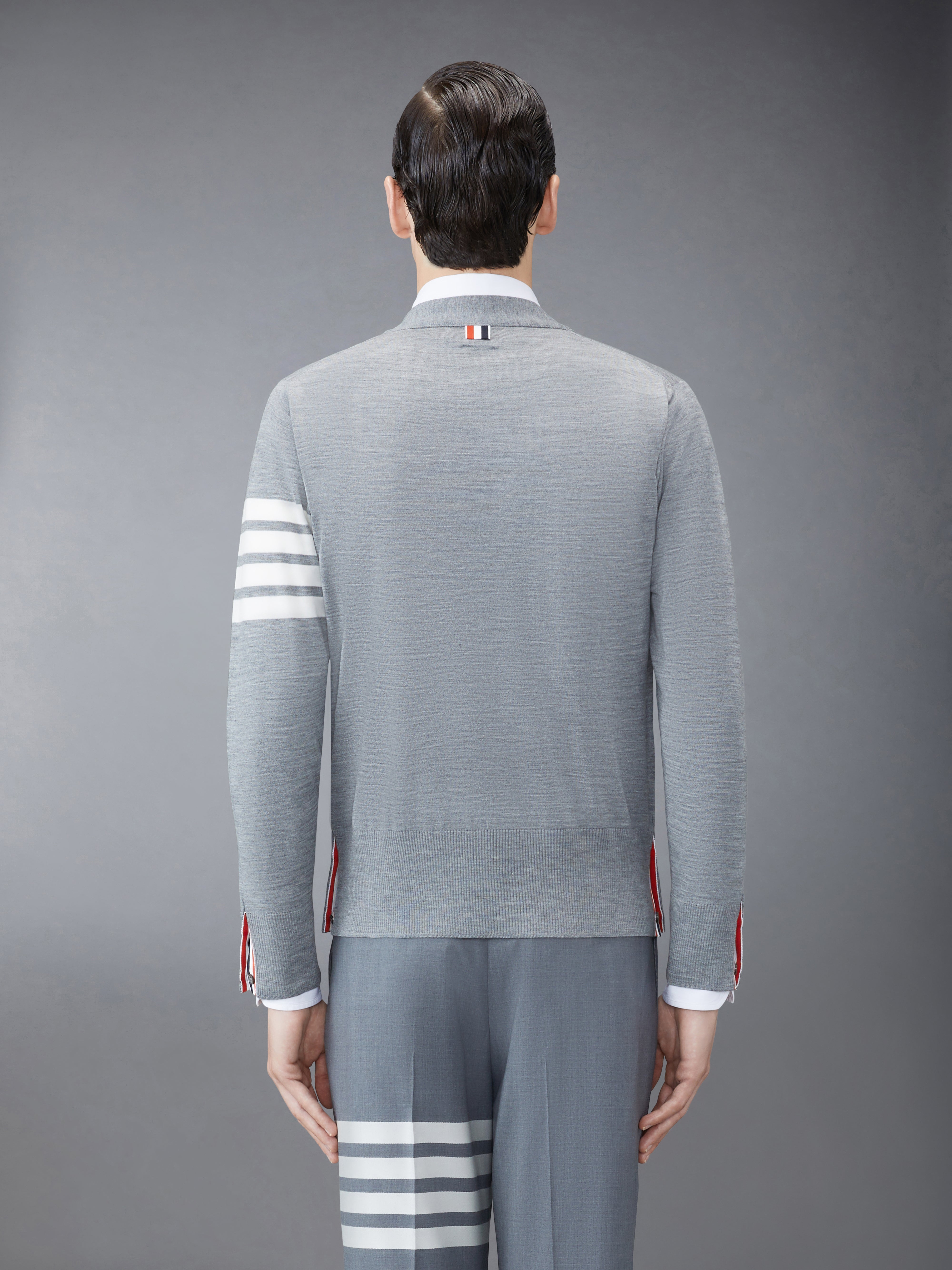 Wool Classic 4 Bar V Neck Cardigan | Thom Browne