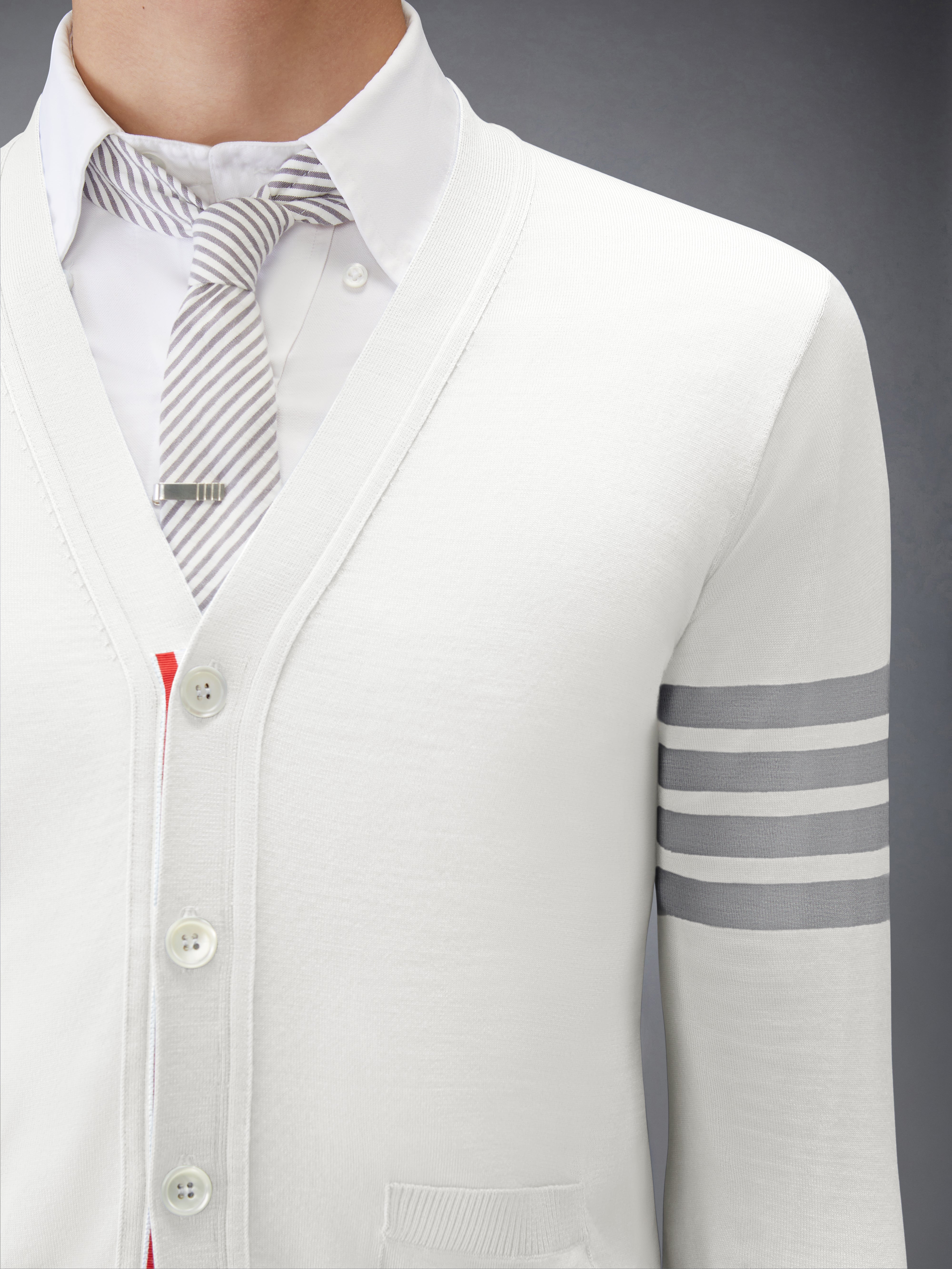 Merino Wool 4-Bar Classic V-Neck Cardigan | Thom Browne