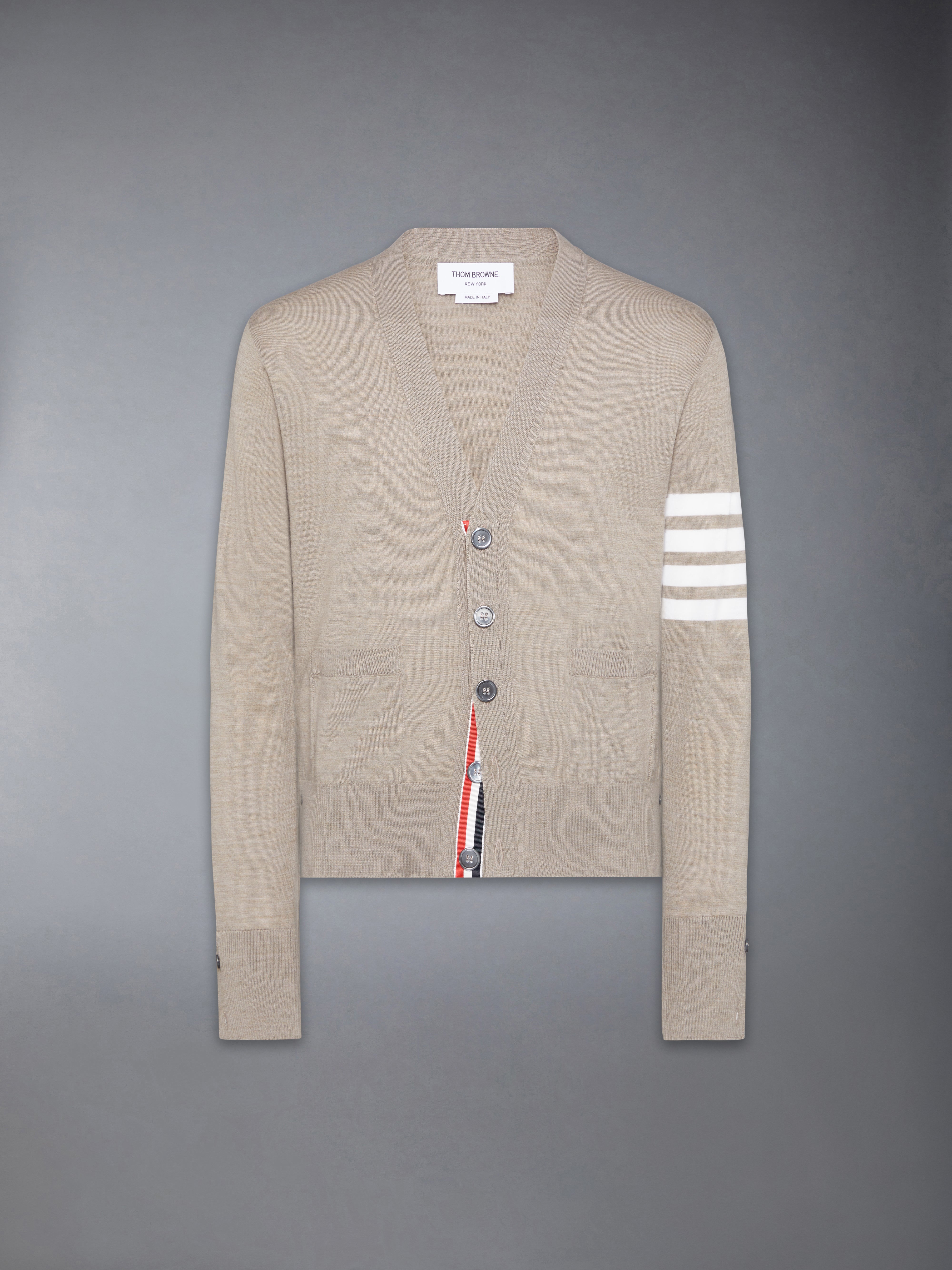 Merino Wool 4-Bar Classic V-Neck Cardigan | Thom Browne
