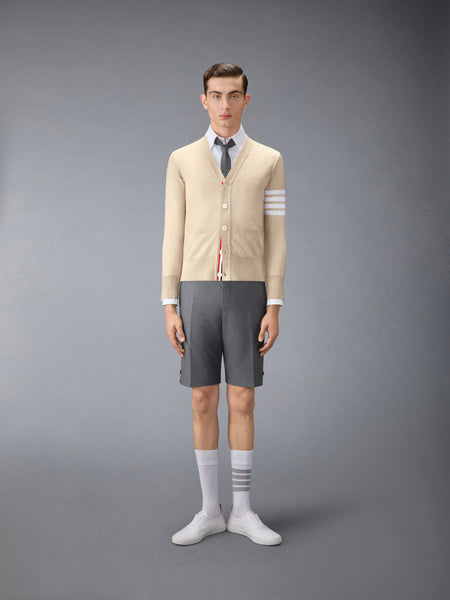 MERINO WOOL 4-BAR CLASSIC V-NECK CARDIGAN BEIGE