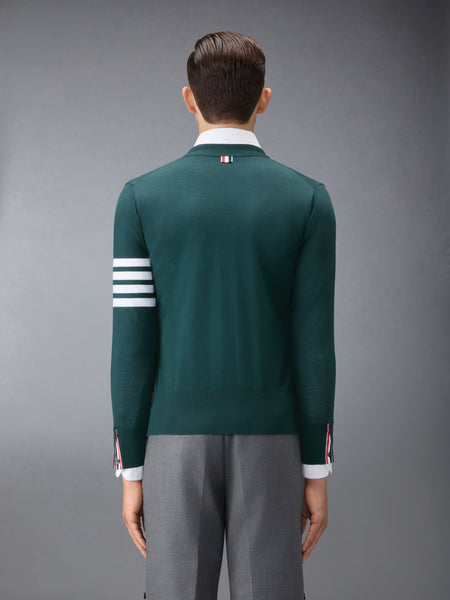 MERINO WOOL 4-BAR CLASSIC V-NECK CARDIGAN ダーク グリーン