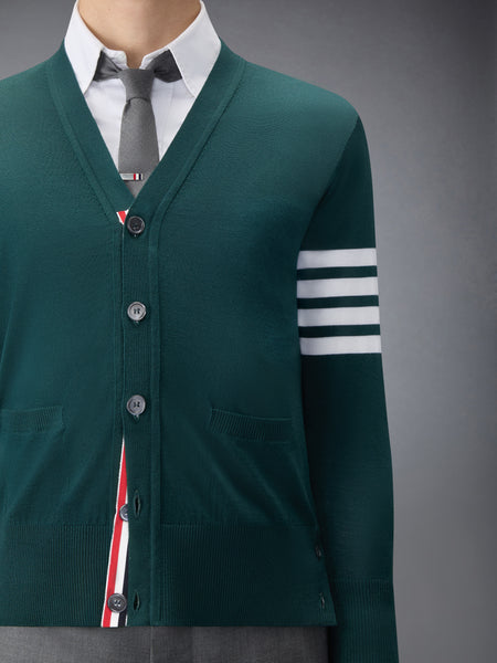 MERINO WOOL 4-BAR CLASSIC V-NECK CARDIGAN ダーク グリーン