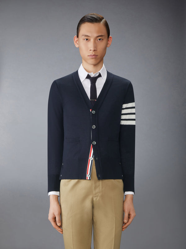 WOOL CLASSIC 4-BAR V-NECK CARDIGAN
