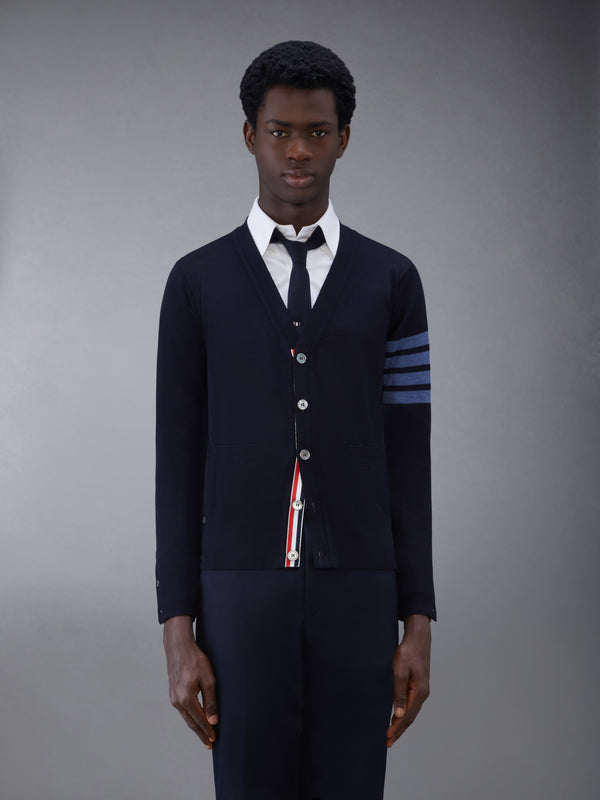 WOOL 4-BAR V-NECK CARDIGAN - featured image