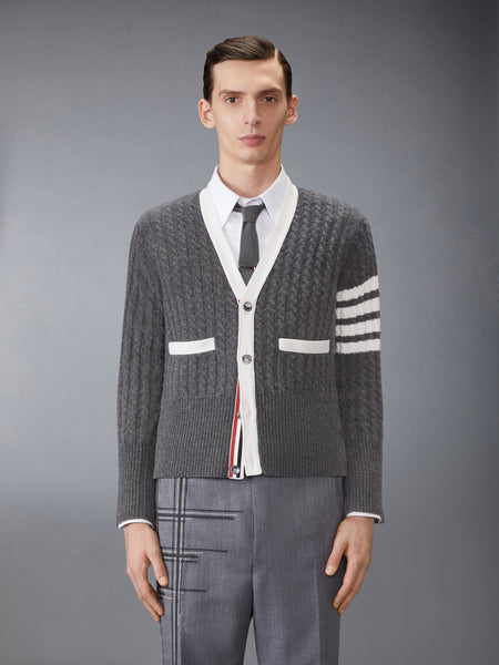 CASHMERE 4-BAR V NECK CARDIGAN