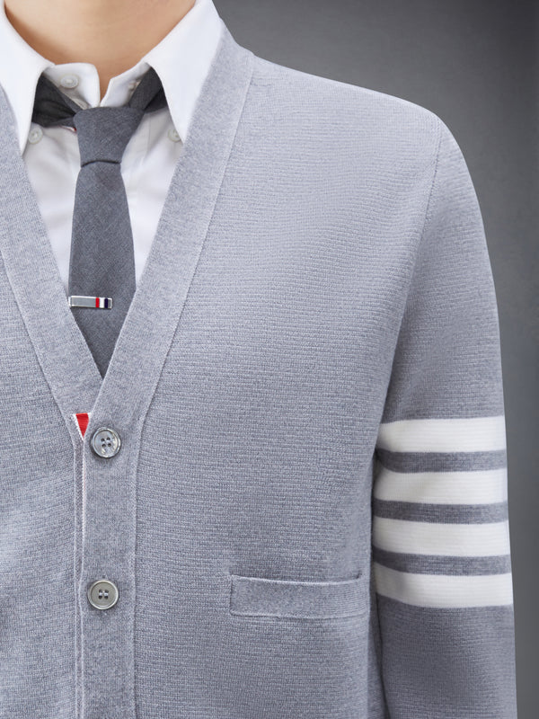 WOOL 4-BAR V-NECK CARDIGAN