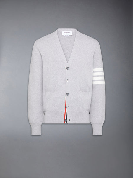 COTTON CREPE 4-BAR MILANO STITCH CARDIGAN PALE GREY