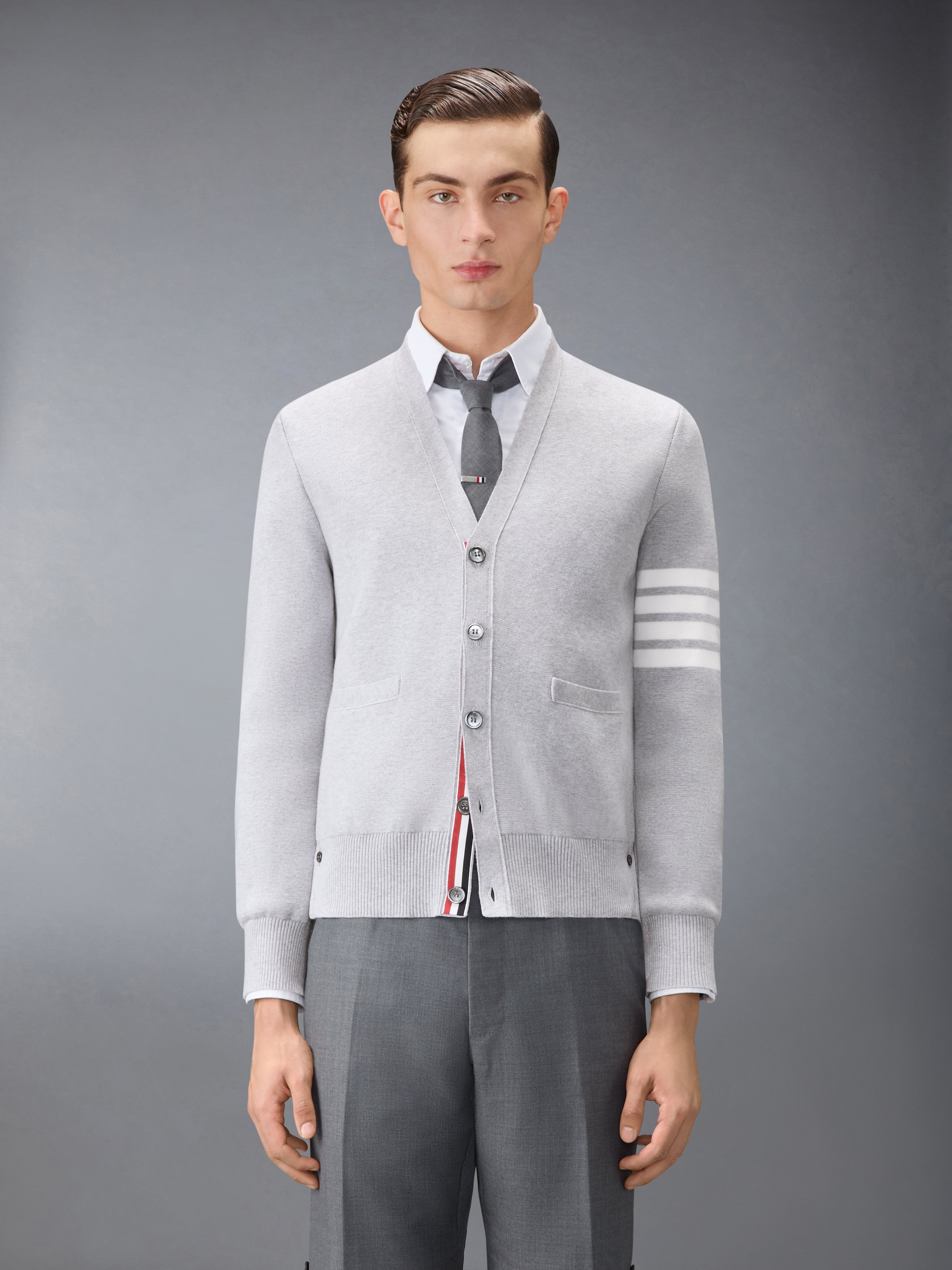 コットンクレープ 4-BAR ミラノステッチ カーディガン | Thom Browne