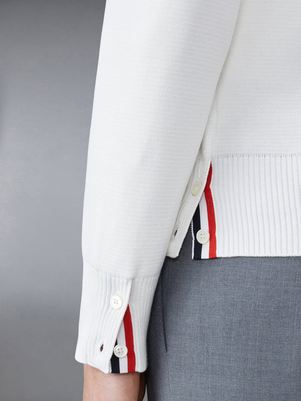 톰브라운 코튼 크레이프 브이넥 카디건 MKC171A-00219-100