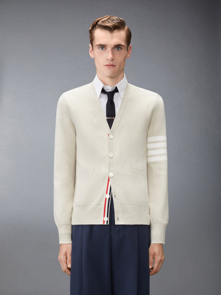 COTTON CREPE 4-BAR MILANO STITCH CARDIGAN BEIGE