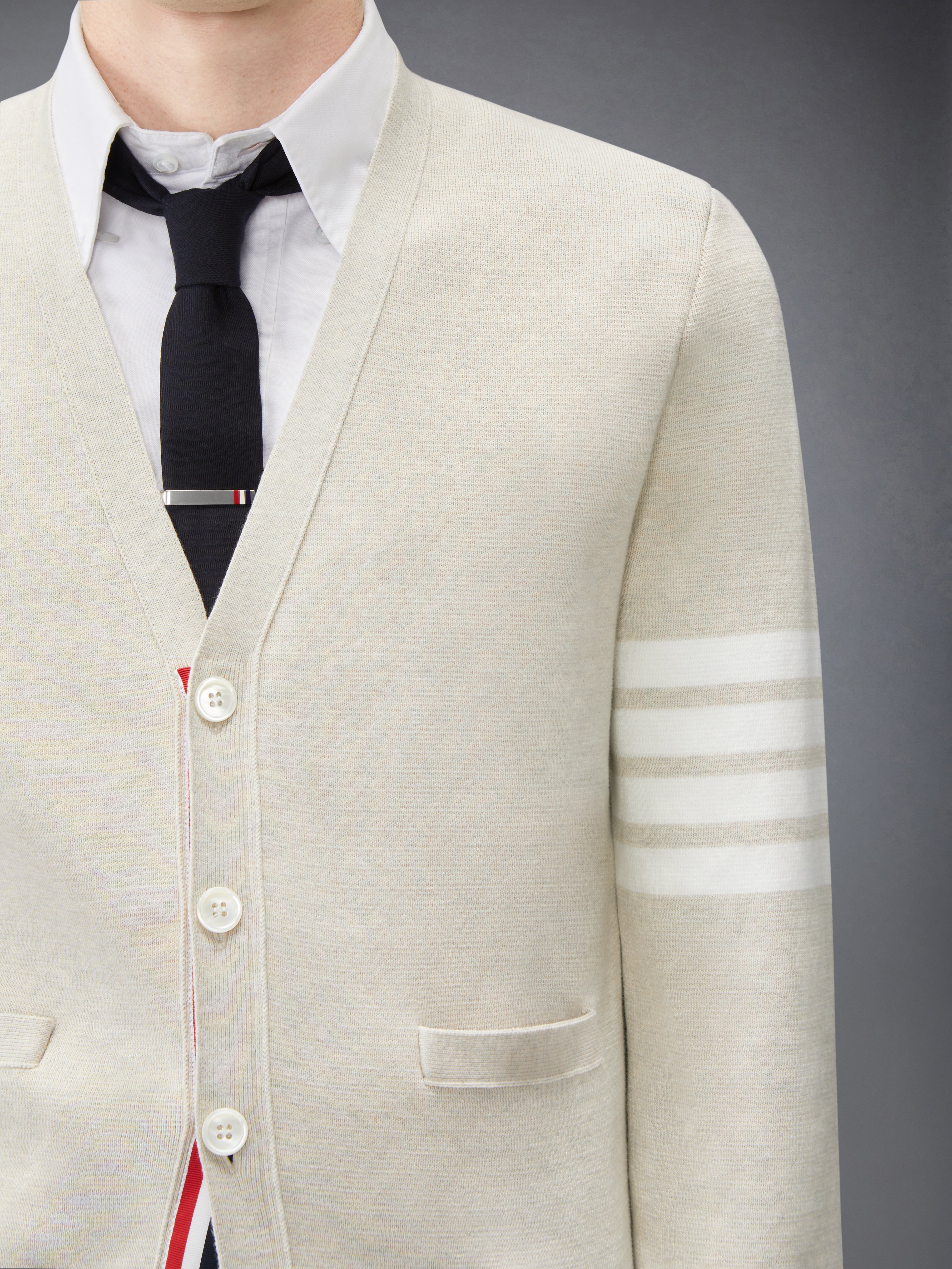 Cotton Crepe V-Neck Cardigan | Thom Browne