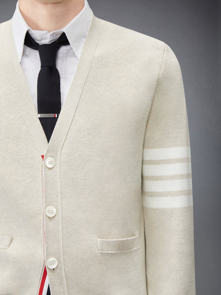 COTTON CREPE 4-BAR MILANO STITCH CARDIGAN BEIGE