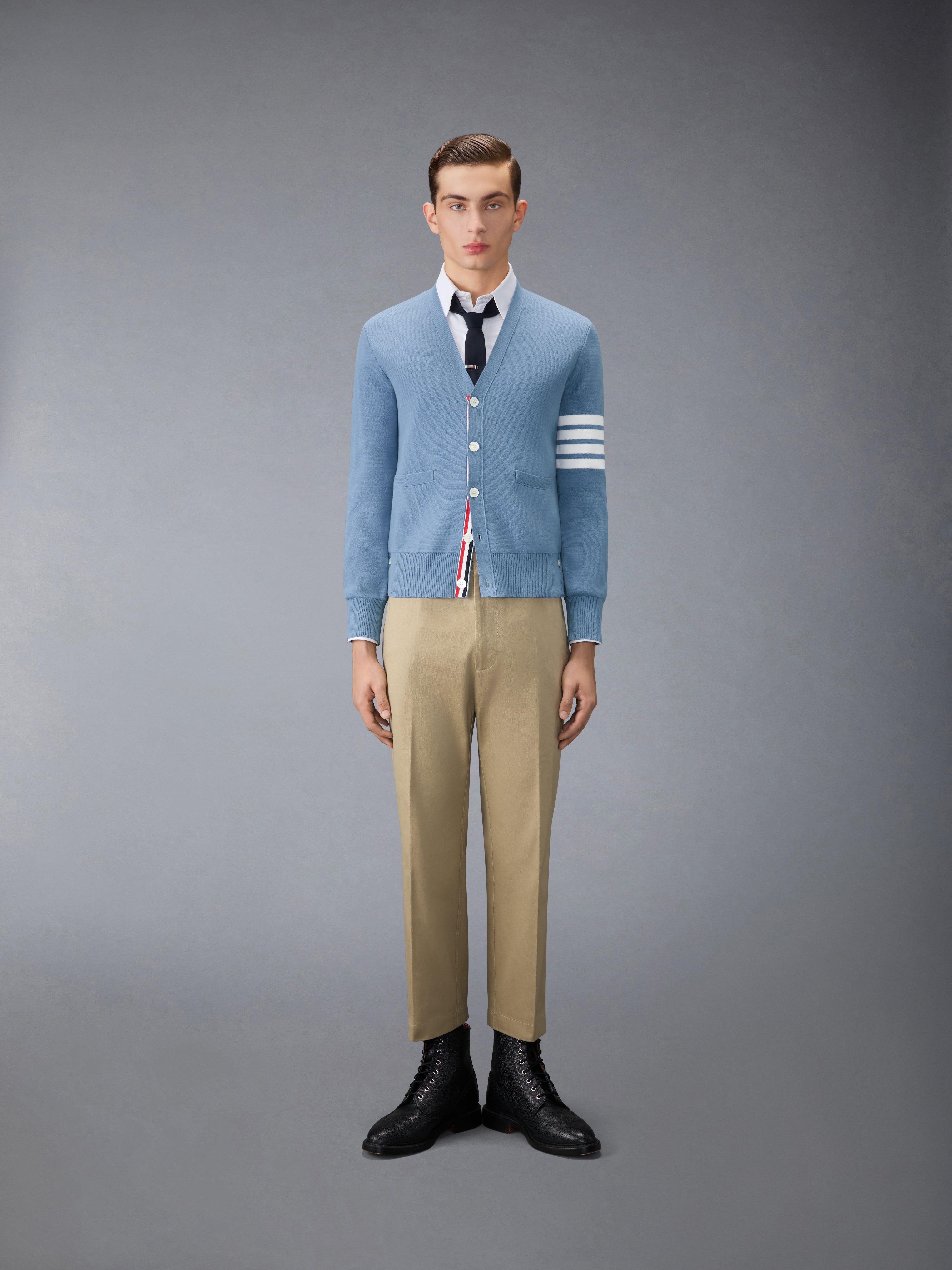 コットンクレープ 4-BAR ミラノステッチ カーディガン | Thom Browne