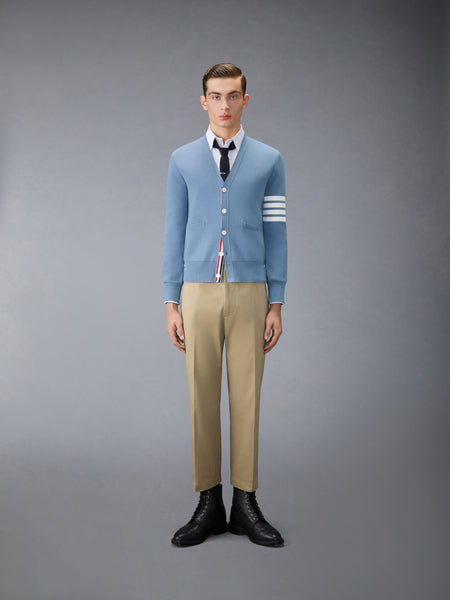 COTTON CREPE 4-BAR MILANO STITCH CARDIGAN ライト ブルー