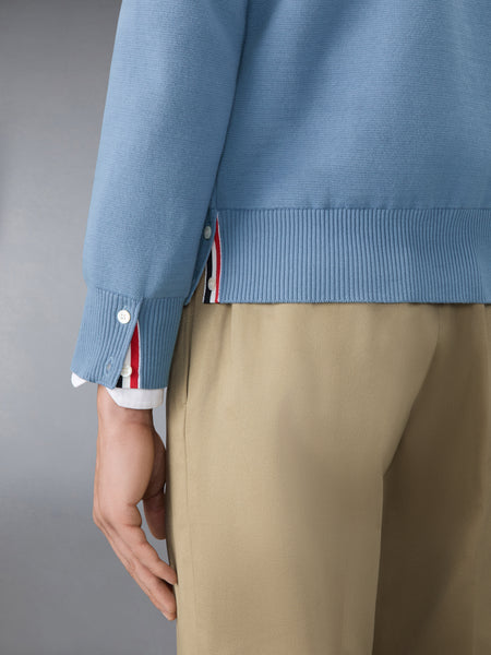 COTTON CREPE 4-BAR MILANO STITCH CARDIGAN ライト ブルー