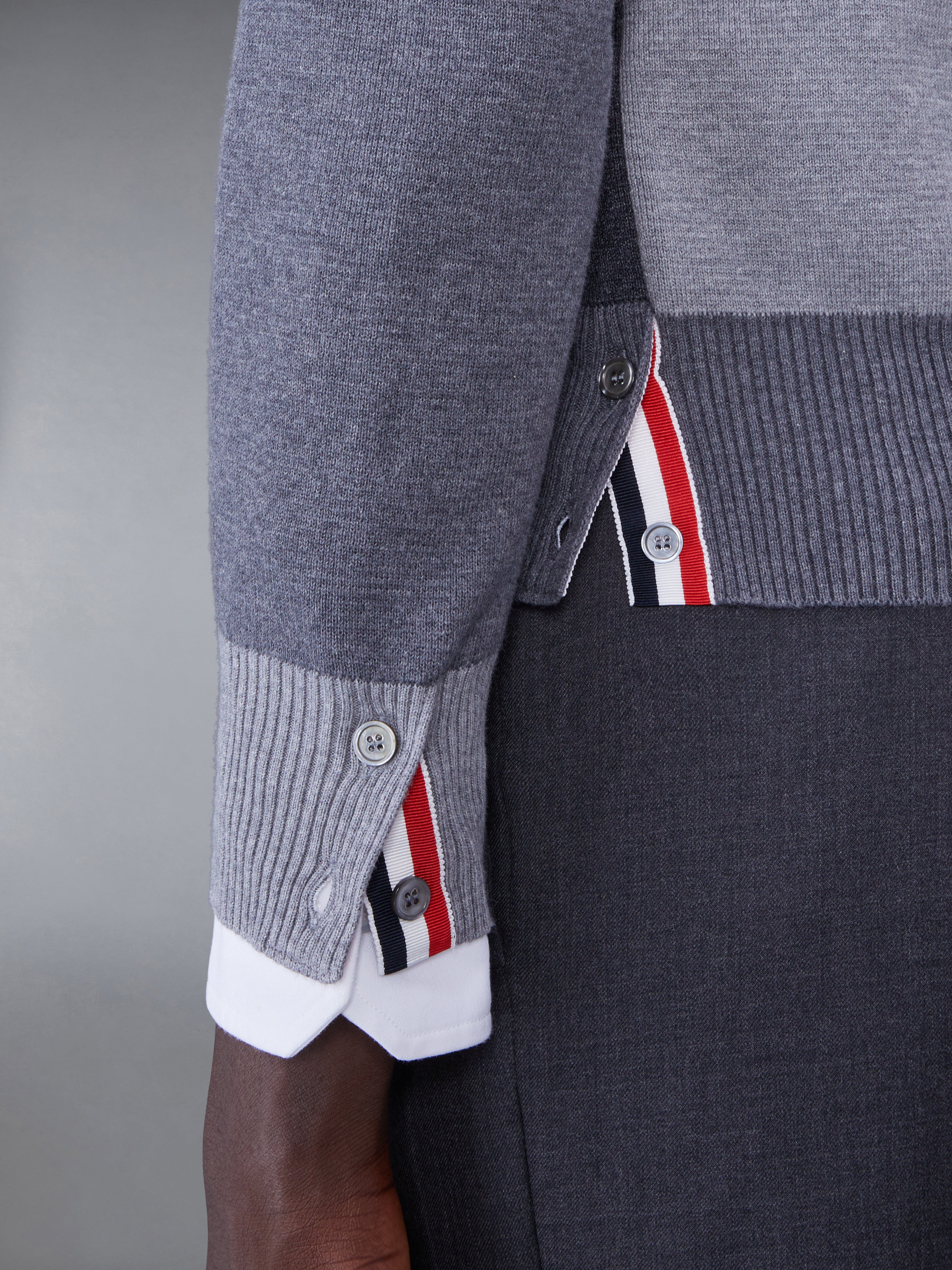 Funmix Cotton Crepe Milano Stitch 4 Bar Cardigan | Thom Browne