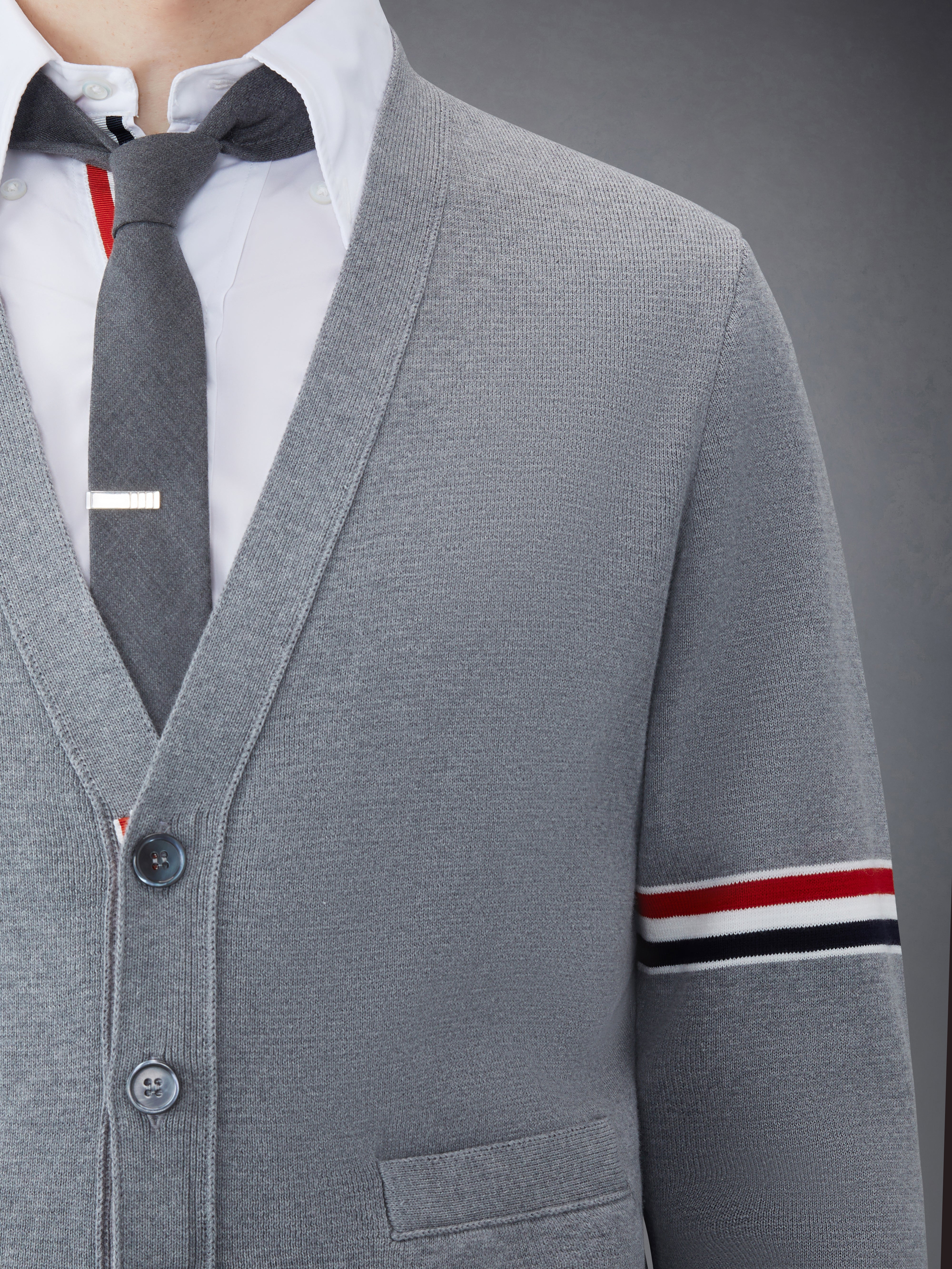 Cotton Milano Stitch V Neck Cardigan | Thom Browne