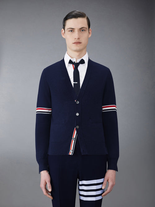 Cotton Milano Stitch V Neck Cardigan | Thom Browne