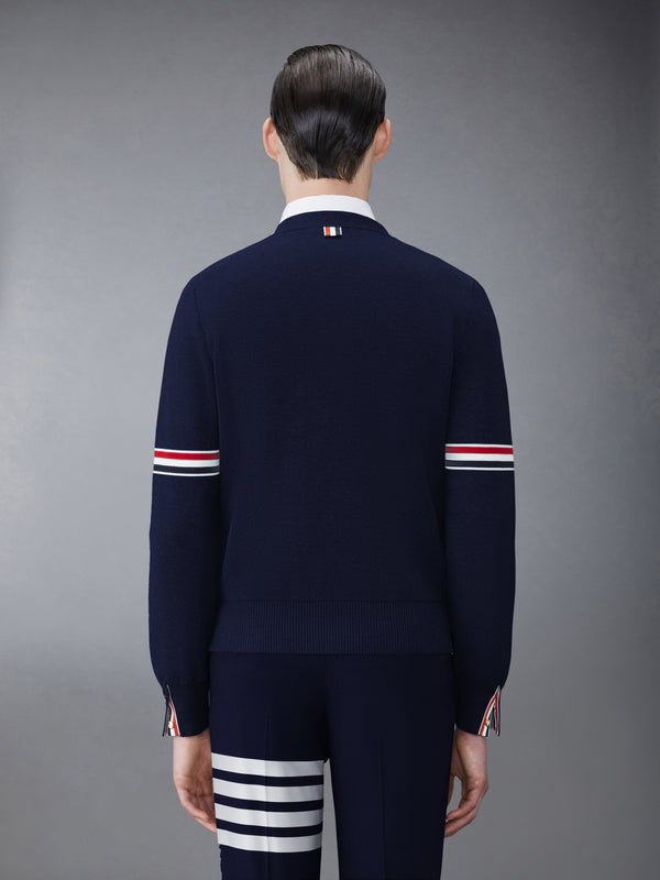 Cotton Milano Stitch V Neck Cardigan Thom Browne