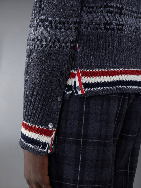 Donegal Tartan Stripe V-neck Cardigan DARK GREY