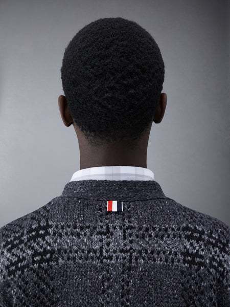 Donegal Tartan Stripe V-neck Cardigan DARK GREY