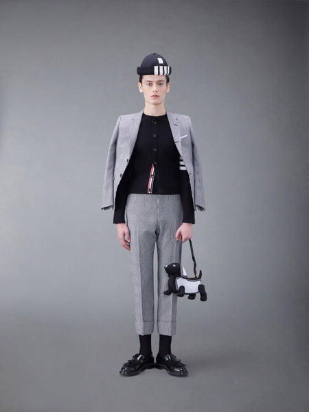 カシミア 4BAR ショート クルーネック カーディガン 黒