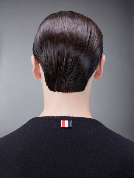 カシミア 4BAR ショート クルーネック カーディガン 黒