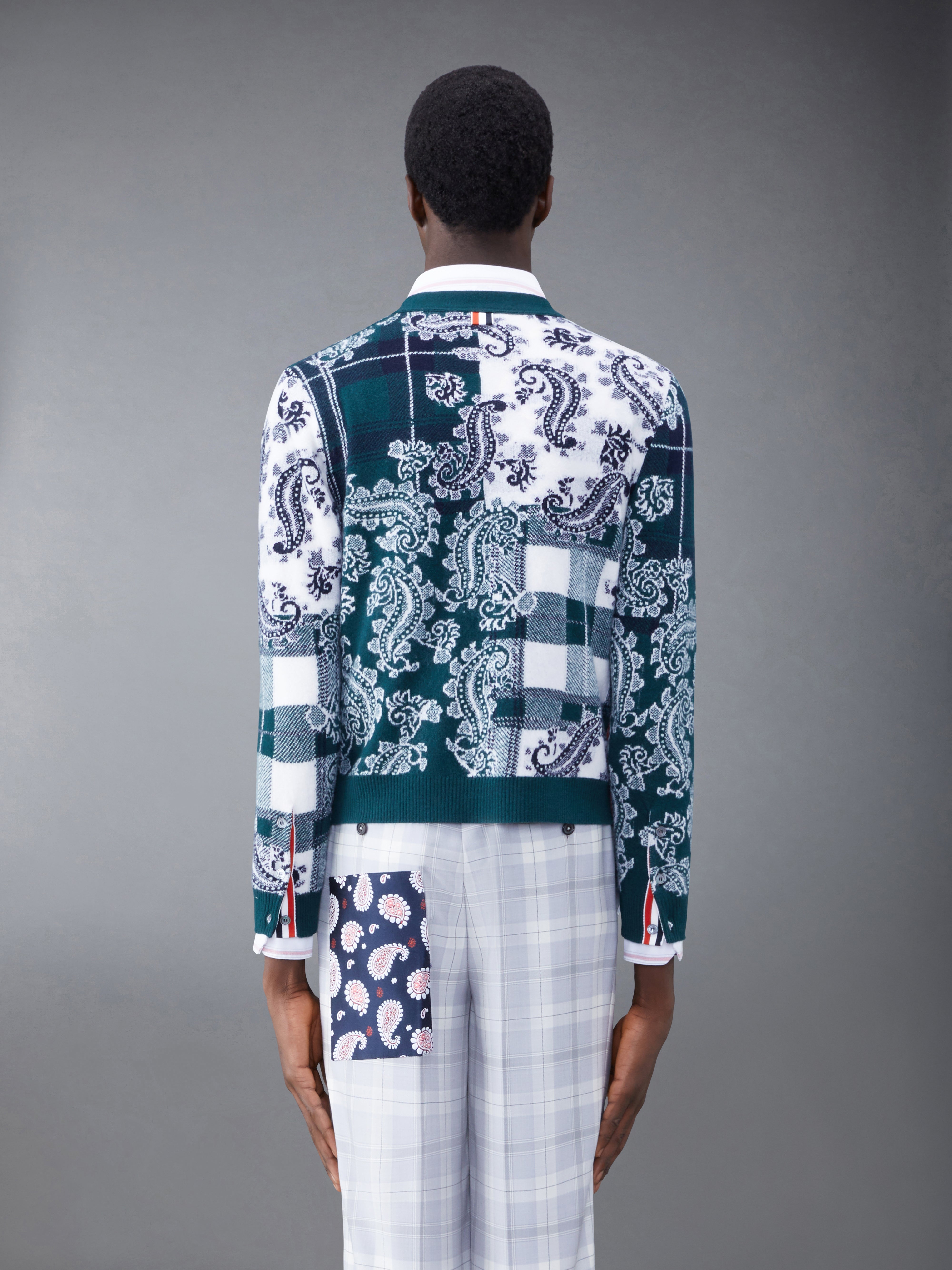 Fun-Mix Tartan Merino V-Neck Cardigan | Thom Browne