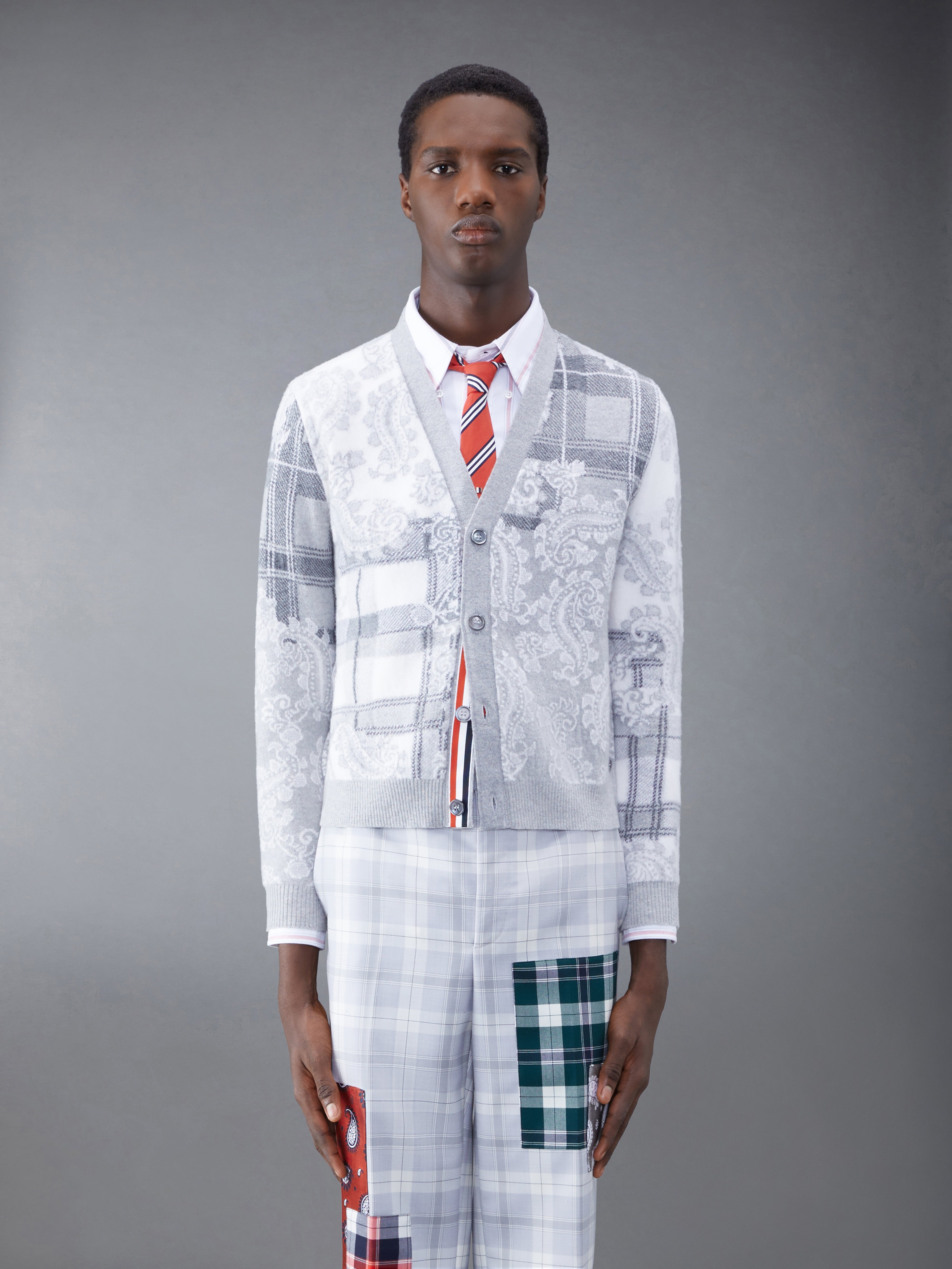 Fun-Mix Tartan Merino V-Neck Cardigan | Thom Browne