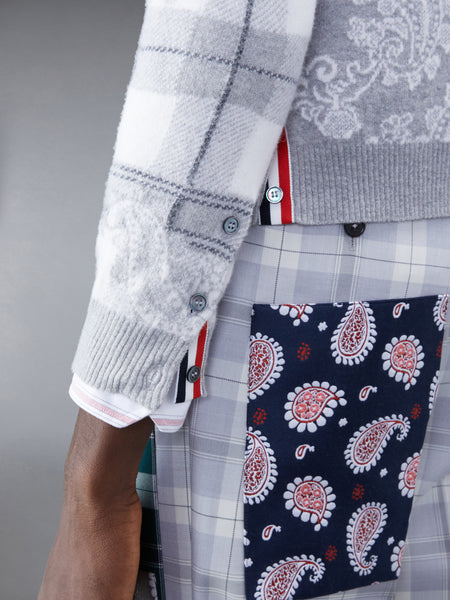 ファンミックスタータンメリノVネックカーディガン グレートーン