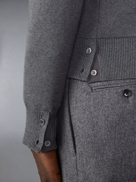 COTTON MILANO STITCH CARDIGAN MED GREY