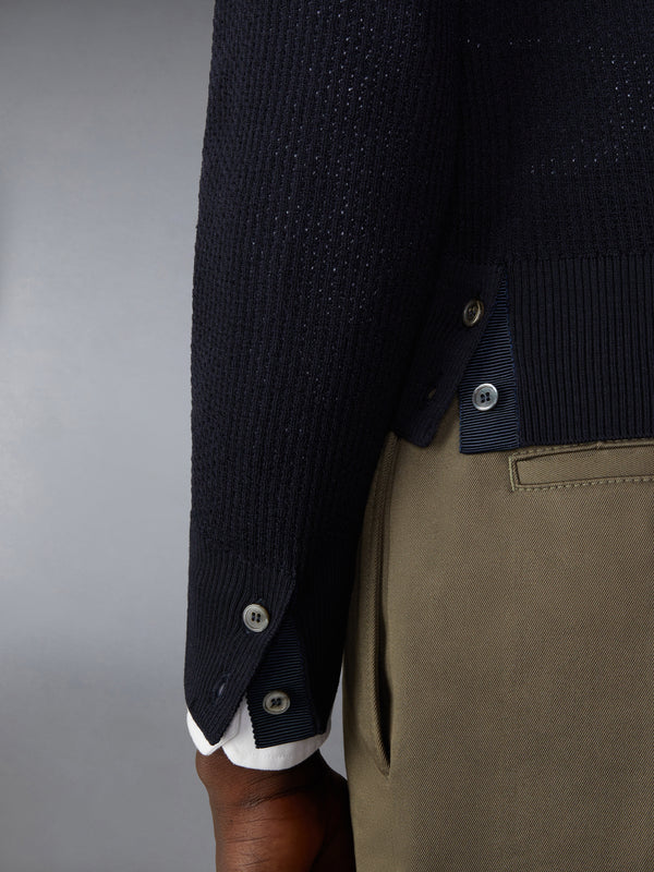 WOOL CREPE 4-BAR RELAXED FIT CARDIGAN - image 5