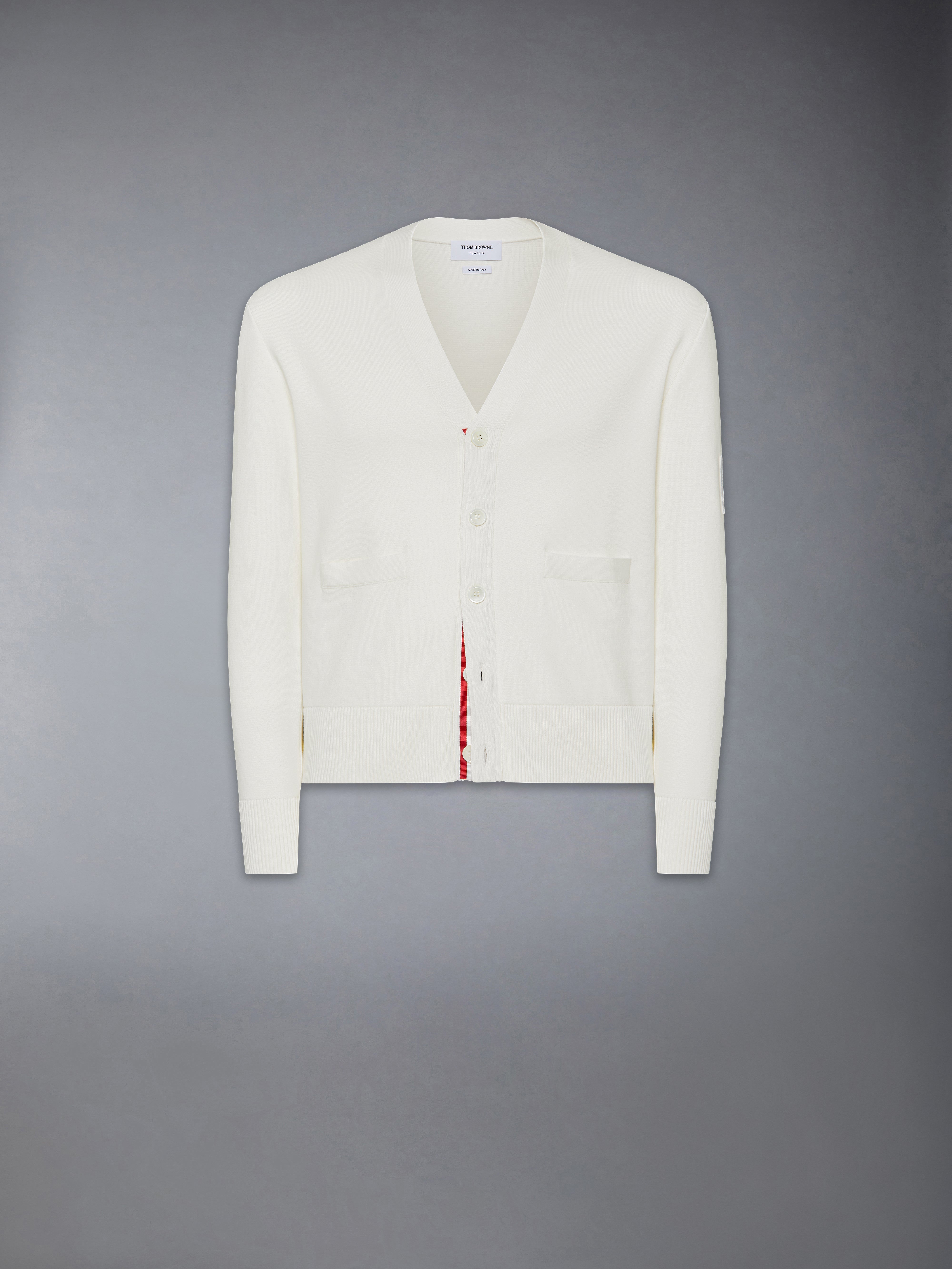 Cotton Milano Stitch Flag Patch Cardigan | Thom Browne