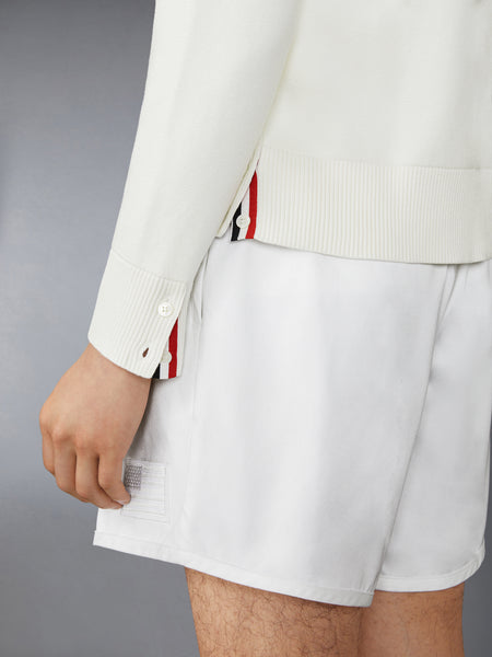 COTTON MILANO STITCH FLAG PATCH CARDIGAN WHITE