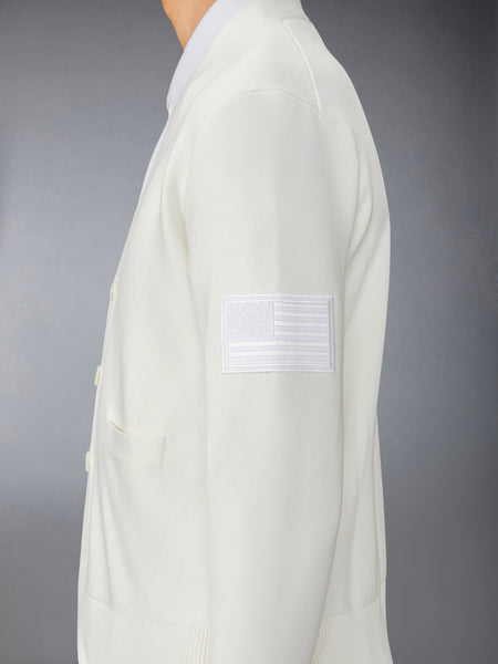COTTON MILANO STITCH FLAG PATCH CARDIGAN WHITE
