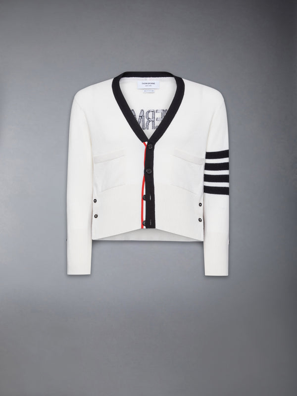 CASHMERE NEVERMORE INTARSIA 4-BAR CLASSIC SHORT CARDIGAN - image 9