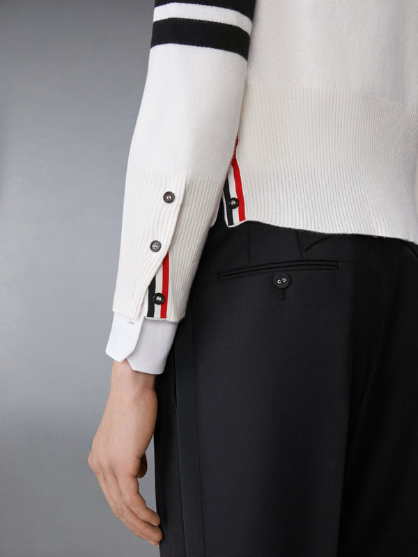 CASHMERE NEVERMORE INTARSIA 4-BAR CLASSIC SHORT CARDIGAN - image 5