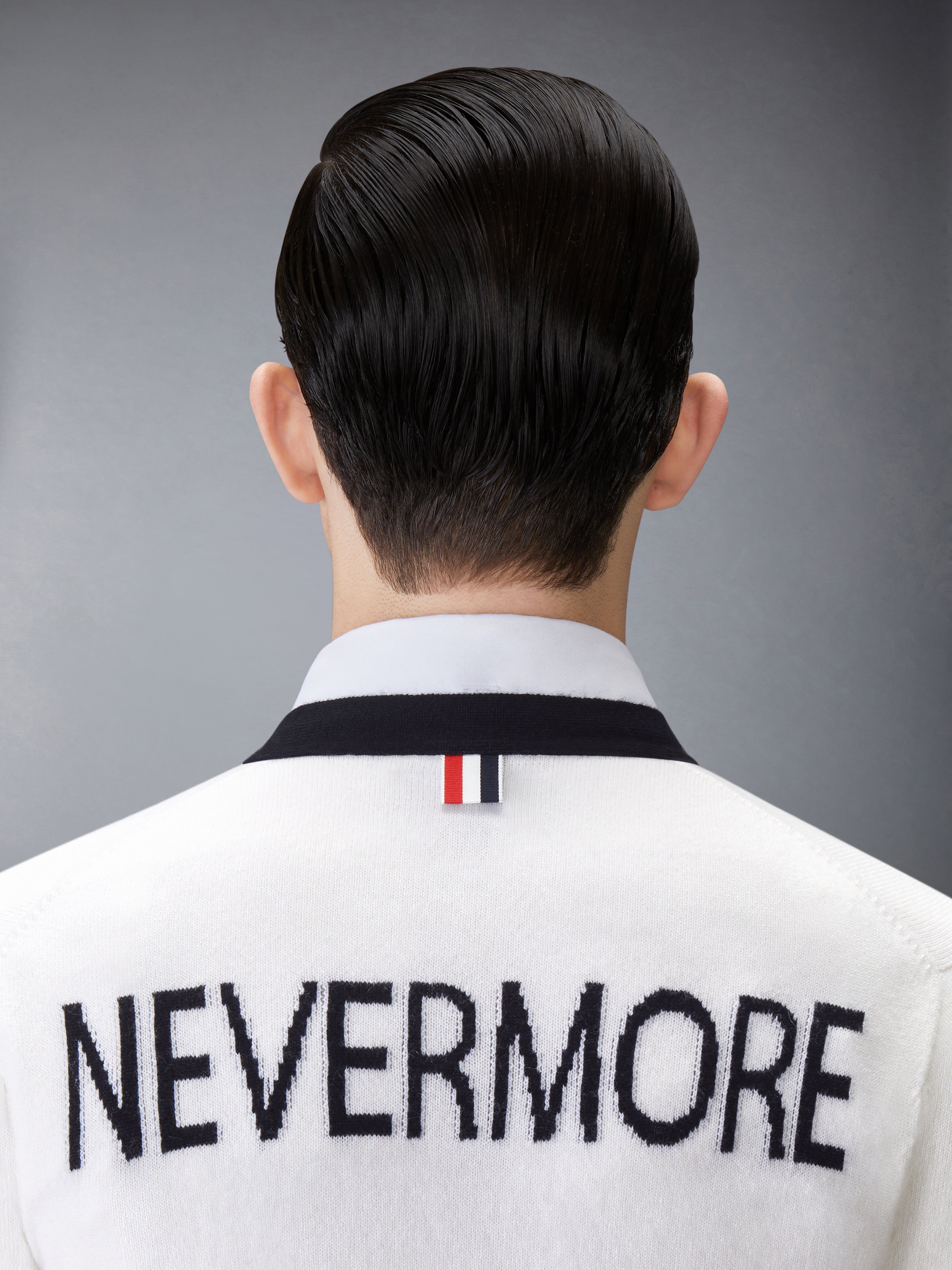 Cashmere Nevermore Intarsia 4-Bar Classic Short Cardigan | Thom Browne